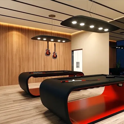 Aparna Sarovar Towers, Nallagandla, artistic impression A billiards lounge with wood-panelled walls at Aparna Sarovar Towers